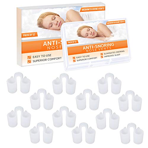 Dilatador antironquidos para el alivio nasal al respirar – Set de 12 dilatadores de silicona suave anti ronquidos de nariz de grado médico - tamaño MEDIANO – ayuda a dormir mejor - de Mobi Lock Beauty