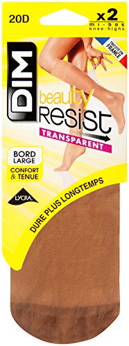 Dim Beauty Resist mini medias transparentes x2, 20 DEN, Beige (Cannelle 1AL), One Size (Tamaño del fabricante:35/41) (Pack de 2) para Mujer
