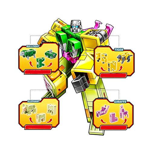 Dinosaurios Robot Juguetes, Robot Deformación, 26 Letras Transformar Figuras de Robot, Dinosaurio/Animales/Robots montados, para niños en Edad Preescolar