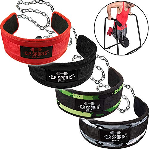 Dip – Cinturón estándar G5-1, cinturón para peso adicional en levantamiento de pesos y dips – C.P. Sports, rojo