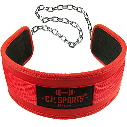 Dip – Cinturón estándar G5-1, cinturón para peso adicional en levantamiento de pesos y dips – C.P. Sports, rojo