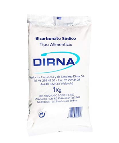 DIRNA 1KG Bolsa - Bicarbonato de Sodio Alimenticio Excelente Alternativa para la Limpieza del hogar y Cuidado Personal. Limpieza ECOLÓGICA, Libre DE TÓXICOS Y ECONÓMICA. Promocion Envio 24H