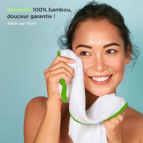 Discos desmaquillantes lavables 100 % algodón, estuche de 16 discos reutilizables con bolsa de lavado de algodón para lavadora, caja y toalla facial de bambú | Suave, ecológico y duradero |