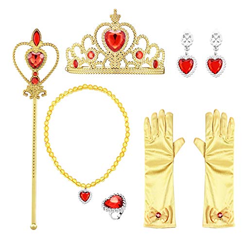 Disfraz de Blancanieves para Niña, Chica Vestido Largo Maxi con Accesorio Carnaval Halloween Navidad Cumpleaños Vestido de Fiesta Princesa Cuento de Hadas Traje de Cosplay Pageant Comunión 4-5 Años