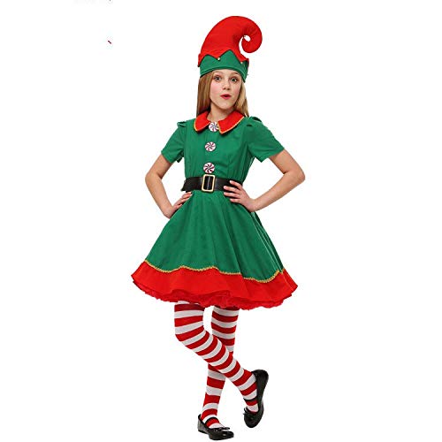 Disfraz de Duende de Navidad para Hombres, Mujeres y niños Navidad, Carnaval y Cosplay (140cm, Mujeres)