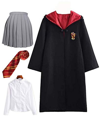 Disfraz de Harry Potter para niño Adulto Unisex Capa Disfraz Cosplay Conjunto Traje Varita mágica Corbata Bufanda Gafas Gafas Marco Sombrero Camisa de roca Carnaval Disfraz Carnaval Halloween 105-271