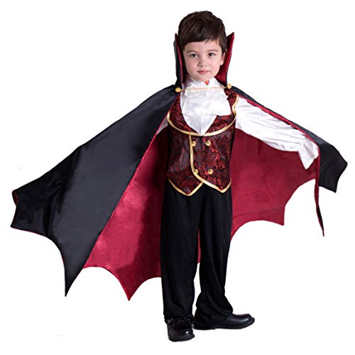 Disfraz de vampiro gótico de lujo para niños, fiesta de Halloween, disfraces, juego de rol y cosplay, Rojo, Large