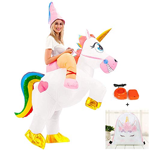 Disfraz Inflable De Unicornio Adulto, Halloween, Carnaval, Cosplay, Disfraz Animadora (Siete Colores)