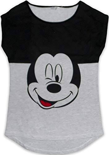 Disney Camiseta Mickey para Mujer niñas algodón (Gris, Small)