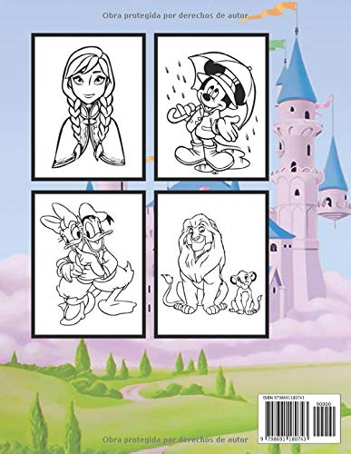 Disney libro de colorear: Libro de 100 actividades para niños y adultos, maravilloso regalo para todos los amantes de las princesas disney, frozen, ... increíbles para ellos durante horas de