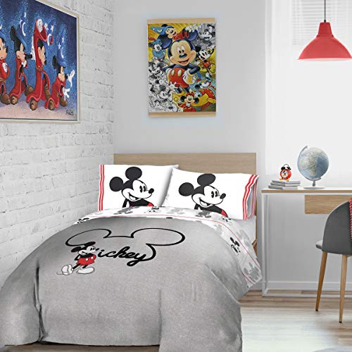 Disney Mickey Mouse - Juego de Funda nórdica para Cama Individual