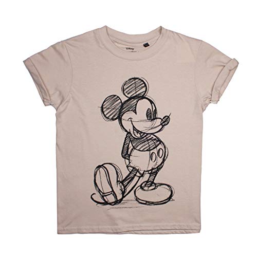 Disney Mickey Mouse Sketch Camiseta, Beige (Sand SND), 11 años para Niñas