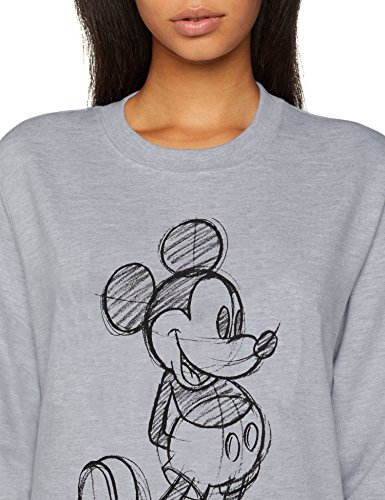 Disney Mickey Mouse Sketch Sweatshirt Sudadera, Gris, L para Mujer