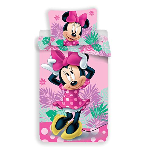 Disney Minnie - Juego de cama (2 piezas, funda nórdica de 140 x 200 cm y funda de almohada de 70 x 90 cm), diseño de Minnie