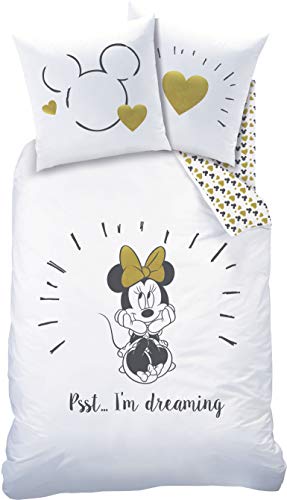 Disney Minnie Mouse Juego de ropa de cama · Ropa de cama infantil · 1 funda de almohada de 80 x 80 + 1 funda nórdica de 135 x 200 cm – 100% algodón