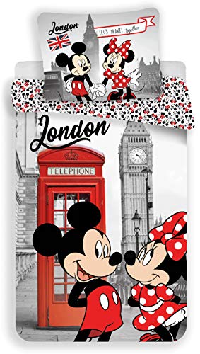 Disney Minnie y Mickey London - Juego de Funda nórdica de algodón