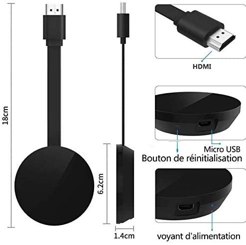 Display dongle WiFi HDMI 1080P Receptor de Pantalla inalámbrico Compatible con Miracast Airplay DLNA Compatible Chrome Android / iOS / teléfono móvil / PC / TV / Monitor / proyector