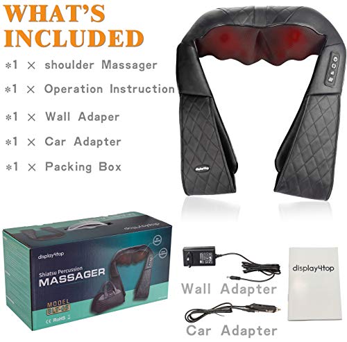 Display4top Masajeador Cervical Se puede usar en el hogar, la oficina, el automóvil, puede aliviar eficazmente el dolor de hombro, espalda, pantorrilla y otros, Contiene un bolso de mano (negro)