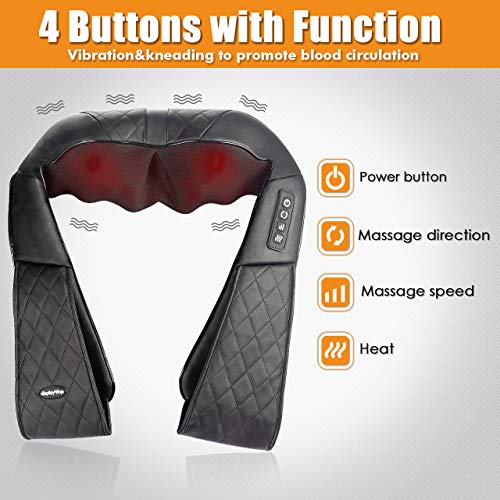 Display4top Masajeador Cervical Se puede usar en el hogar, la oficina, el automóvil, puede aliviar eficazmente el dolor de hombro, espalda, pantorrilla y otros, Contiene un bolso de mano (negro)