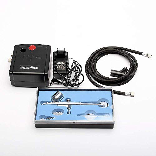 Display4top Soltero-acción aerógrafo compresor conjunto de herramientas completo para la torta de inyección de tinta de impresión manía modelo (Negro)