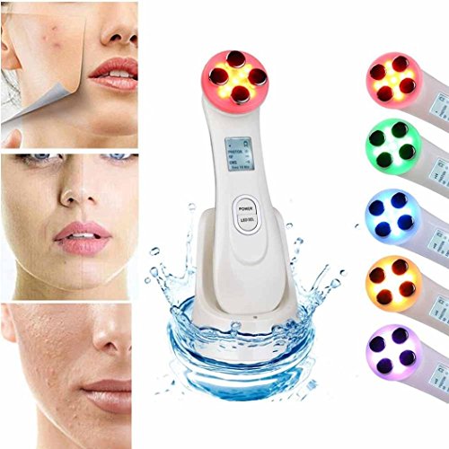 Dispositivo de belleza ultrasónico, dispositivo de belleza facial multifuncional 5in1, 6 modos de máquina de belleza LED dispositivo de masaje de mesoterapia, cuidado de la piel de fotón