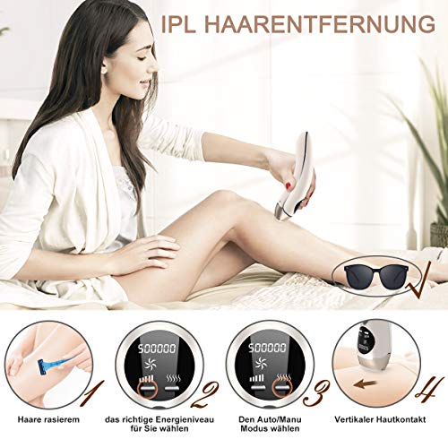 Dispositivo de depilación SKEY IPL, IPL con 2 afeitados, cabezal de limpieza extraíble, 5 niveles y 2 modos, para depilación permanente sin dolor, adecuado para áreas más sensibles, 999,999