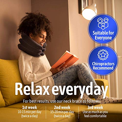 Dispositivo Inflable de Tracción Para El Cuello y Collar Ortopédico, Diseñado en EEUU, Lo Mejor para Soporte de Cuello y Alivio Instantáneo del Dolor de Cuello Crónico Quiropráctico