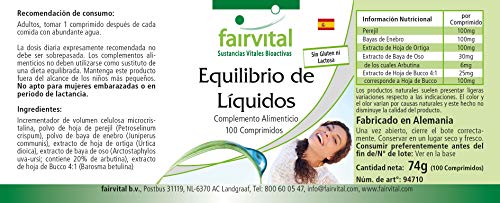 Diurético natural - VEGANO - Dosis elevada - Comprimidos para eliminar excesos de líquidos - 100 Comprimidos - Calidad Alemana