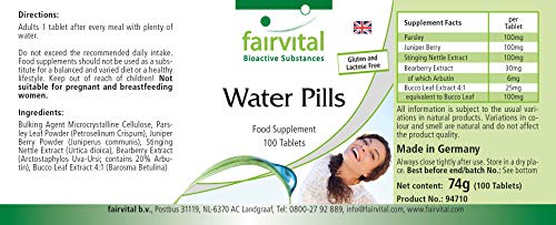 Diurético natural - VEGANO - Dosis elevada - Comprimidos para eliminar excesos de líquidos - 100 Comprimidos - Calidad Alemana