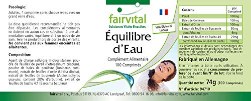 Diurético natural - VEGANO - Dosis elevada - Comprimidos para eliminar excesos de líquidos - 100 Comprimidos - Calidad Alemana