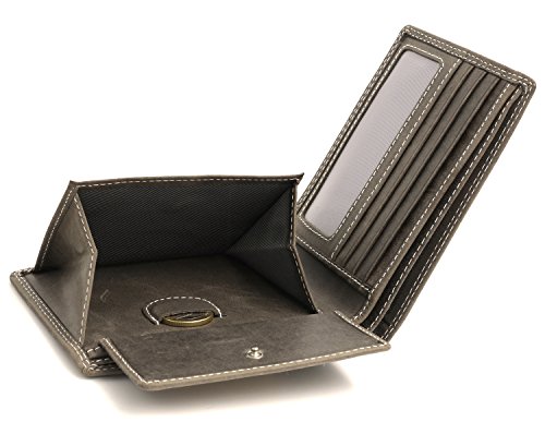 Diverso Cartera De Cuero En Horizontal Hombres Mujeres Bloqueo RFID Fa.Volmer Serie #Easycomfort (Natural Gris)