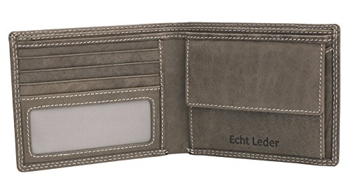 Diverso Cartera De Cuero En Horizontal Hombres Mujeres Bloqueo RFID Fa.Volmer Serie #Easycomfort (Natural Gris)