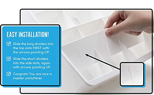 Divisores de Gavetas Ajustables de Uncluttered Designs para almacenamiento y organización de Gavetas de Utilidad en Cocina (Paquete de 3)