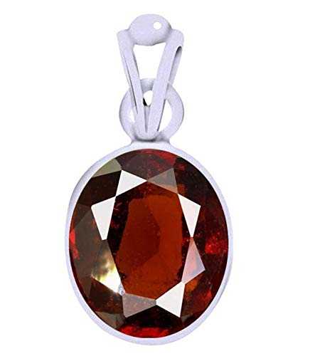 Divya Shakti 4.25-4.50 Carats Hessonite Pendant/Locket (GOMED Stone Silver Pendant) 100% Original AAA Quality GemStone
