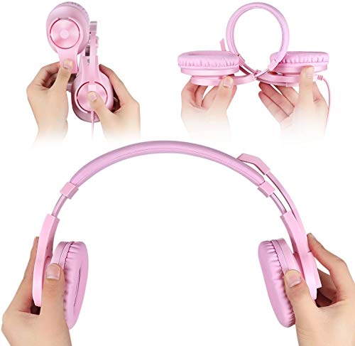 DIWUER Cascos Gaming, Auriculares Gaming para Ps4 Xbox One Nintendo Switch, con Sonido Envolvente y Reducción de Ruido, para iPad Cuaderno Computadora Teléfono Inteligente PC (Rosa)
