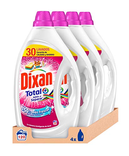Dixan Detergente Líquido Adiós al Separar - Pack de 4, Total: 120 Lavados (6 L)