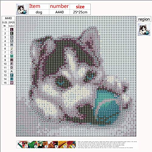 DIY 5D diamond painting,5d diamond pintura de diamantes Cachorro y pelota, pintura por número cuadros punto de cruz diamante manualidades decoración de la pared para el hogar 25x25cm