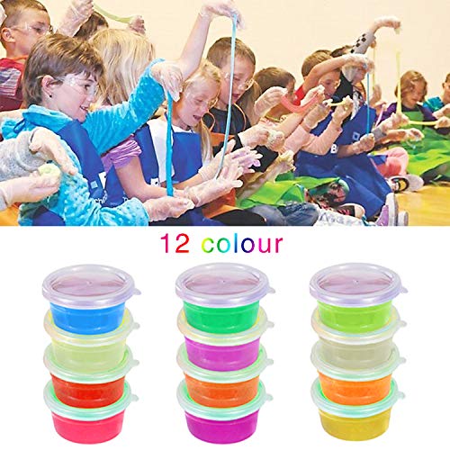 DIY Slime Kit, Slime DIY Toy para niños con 12 colores de barro de arcilla de cristal, 8 mini tazones de helado, 9 moldes de frutas, no tóxico Crystal Mud Plasticine Kids Toy