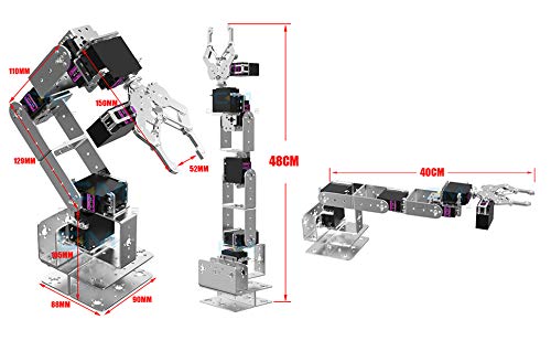 diymore 6DOF Full Metal Robot Arm Mecánico Robótico Clamp Claw Kit con MG996R Servos para Arduino UNO MEGA2560