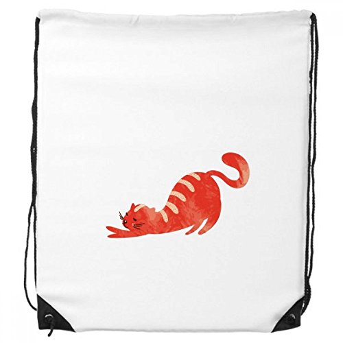 DIYthinker Naranja de Dibujos Animados del Gato Lindo Estiramiento Proteja Animal Pet Lover morral del Lazo de Compras Deportes Bolsas de Regalo