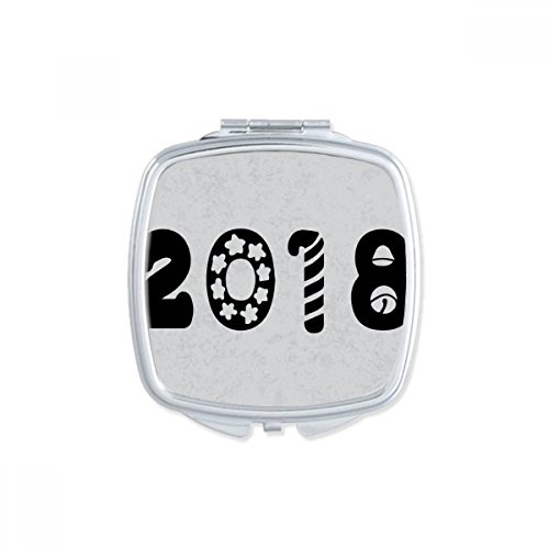 DIYthinker Pequeño Regalo Mano Espejos Portable Linda del día de Fiesta de Fuente 2018 Feliz Año Nuevo Plaza de Maquillaje Compacto Espejo de Bolsillo