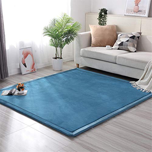 DJHWWD Alfombras Elasticidad Habitacións La Alfombrae Alfombra de bebé elástica Azul Pura de 2 cm de Grosor Suave Que Puede Gatear y Jugar Anti-Sucio Lavable La Alfombraes Azul 190X280CM
