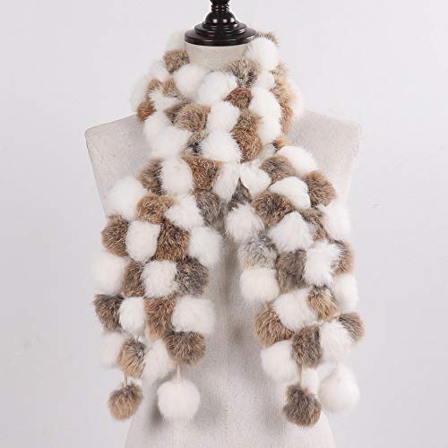 DJLHNBufanda de piel real natural para mujer Invierno cálido 100% piel de conejo genuina Silenciador Dama Moda Bufandas de piel de conejo real Venta al por mayor al por menor-blanco