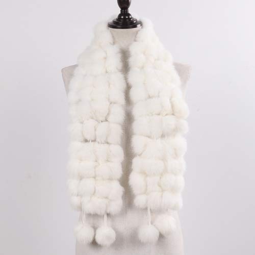 DJLHNBufanda de piel real natural para mujer Invierno cálido 100% piel de conejo genuina Silenciador Dama Moda Bufandas de piel de conejo real Venta al por mayor al por menor-blanco