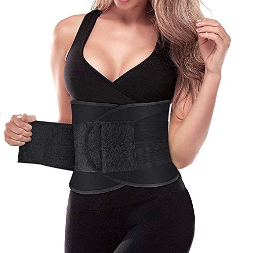 DLHYDSF Sudor Entrenamiento para Perder Peso Cinturón Largo Entrenador Cinturón de Fitness Cortapelos Trimmer Body Shaper Correa de Adelgazamiento S Negro