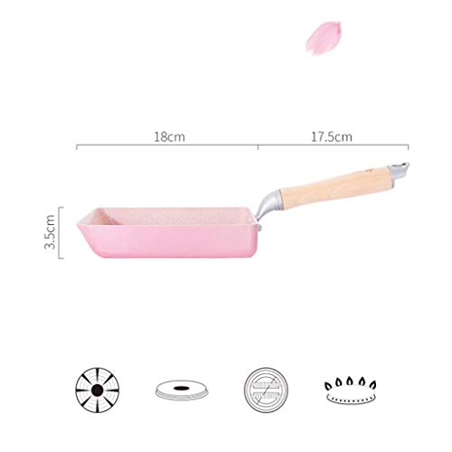 DLINMEI Cacerola de Tortilla Japonesa/Cacerola for Huevos, recubierta con un Nuevo Revestimiento Seguro de teflón, Antiadherente, Rosado