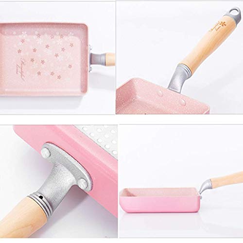 DLINMEI Cacerola de Tortilla Japonesa/Cacerola for Huevos, recubierta con un Nuevo Revestimiento Seguro de teflón, Antiadherente, Rosado