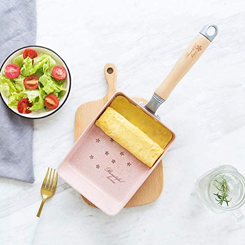 DLINMEI Cacerola de Tortilla Japonesa/Cacerola for Huevos, recubierta con un Nuevo Revestimiento Seguro de teflón, Antiadherente, Rosado