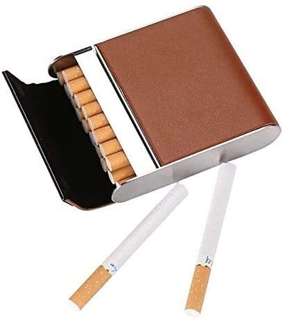 Dljyy Cigarrillos de Cuero del Caso, 20pcs Cigarrillo Tarjeta bancaria del envase del Caso Cajetilla de Tabaco Titular Mini Caja de almacenaje Padre Hombre Regalo del Amante Amigo (Color : Brown)