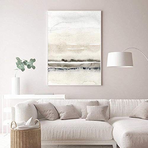 DMPro Pintura en Lienzo Beige y Gris Impresión en Acuarela Abstracta Cartel Minimalista Moderno Imágenes de Pared nórdicas Sala de Estar Decoración para el hogar 30x40cmx2 / sin Marco